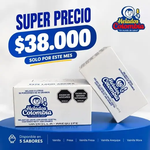 Helado 5 litros a $38.000